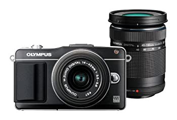 【中古品】OLYMPUS ミラーレス一眼 PEN mini E-PM2 ダブルズームキット ブラック E-PM(中古品)