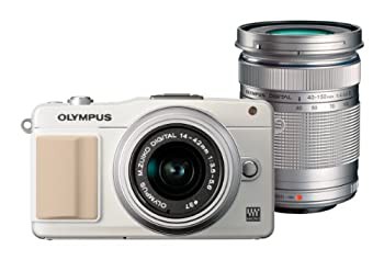 OLYMPUS ミラーレス一眼 PEN mini E-PM2 ダブルズームキット ホワイト E-PM(中古品)