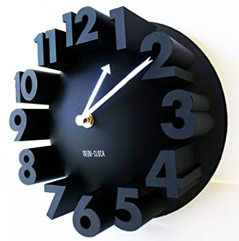 【中古品】【MEIDI-CLOCK】アート 3D ナンバー ラウンド ウォールクロック (ブラック)(中古品)/ホーム＆キッチン 壁掛け時計/Design/