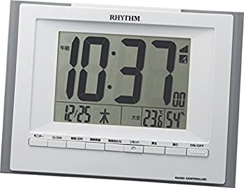 【中古品】リズム(RHYTHM) 掛け時計 目覚まし時計 電波 デジタル 置き掛け兼用 温度 (中古品)