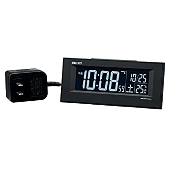 【中古品】セイコー クロック 目覚まし時計 電波 交流式 デジタル 黒 DL209K SEIKO(中古品)の通販は
