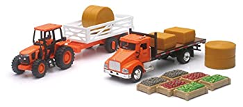 【中古品】NewRay Kubota Farm Playset with M5 Tractor Truck Trailer Bales and Cra(中古品)の通販は