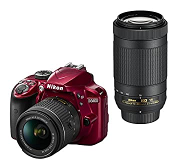 【中古品】Nikon デジタル一眼レフカメラ D3400 ダブルズームキット レッド D3400WZRD(中古品)
