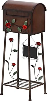 【新品】不二貿易 メールボックス ローズ 横型 ブラウン 棚付き 黒板付き 96761(新品)の通販は