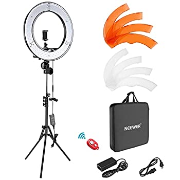 【中古】Neewer 18インチLEDリングライト 55W 5500K 調光可能 省エネSMD LED カメラ写真ビデオ用照明セット ライトスタンド、ソフトチューブ付属 生放送/