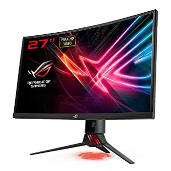 【中古】ASUS ゲーミングモニター ROG STRIX XG27VQ 27インチ曲面パネル(フルHD/144Hz/FreeSync/DP/HDMI/DVI/昇降/フリッカーフリー/ブル