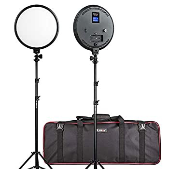 【中古】VILTROX LEDビデオライト 10インチ 円形 撮影用ライト VL-500T 超薄型 二色温度 3300K?5600K CRI95+ ライト＋ライトスタンドキット 2セット/家電＆カメラ