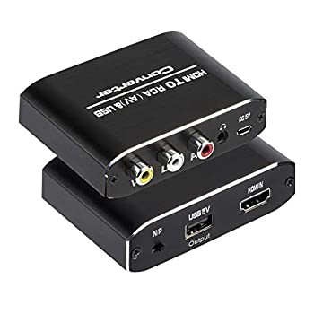 【中古】HDMI to RCA変換コンバータ 1080P HDMI to AV 3RCA CVBs コンポジット 電源供給 USB ケーブル付き ビデオ3.5 mm Auxオーディオア