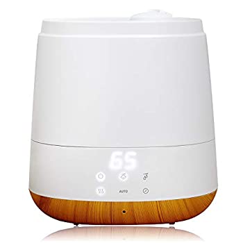 【中古】加湿器 卓上 スチーム式 ハイブリッド おしゃれ 大容量 6.0L アロマオイル対応 上部給水 最大加湿量550ml リモコン付 デジタル表示 ミスト3段階