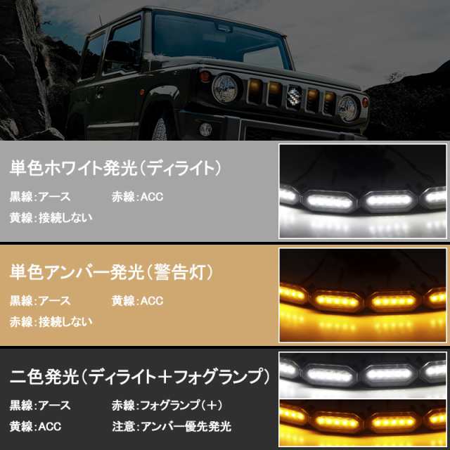 ジムニーJB64/ジムニーシエラJB74W グリル用LEDランプ 標準グリル用とカスタムグリル用選択可能 グリルマーカーランプ デイライト 警告灯