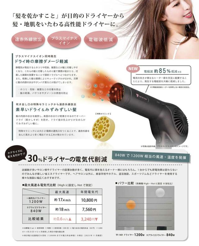 ケアライズ ヘアドライヤー TF-1208 ホワイト 日本製【北海道・沖縄配送不可】_2