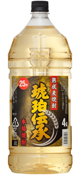 Pontaパス会員送料無料 福徳長酒類 熟成麦焼酎 琥珀伝承 25度 4000ml 4L 2本の通販は 5,999円