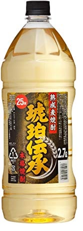 送料無料 福徳長酒類 熟成麦焼酎 琥珀伝承 25度 2700ml 2.7L×6本/1ケースの通販は