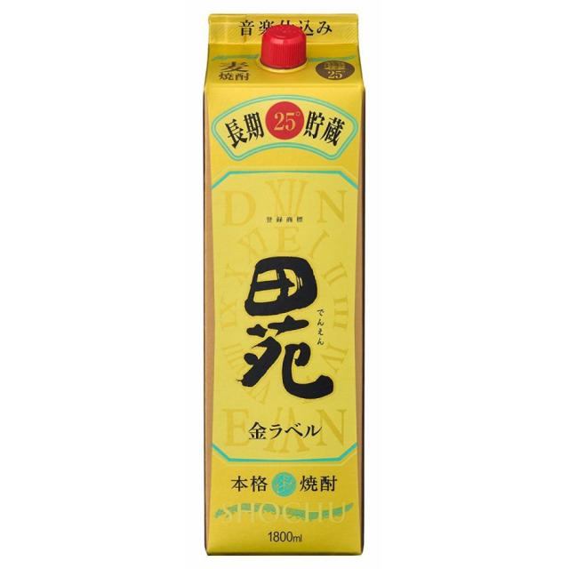 田苑酒造 田苑 金ラベル 長期貯蔵 麦 25度 パック 1800ml 1.8L×12本