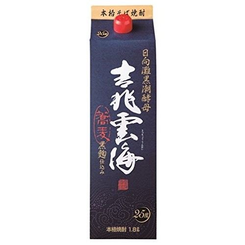 送料無料 雲海酒造 吉兆雲海 そば 黒麹 25度 パック 1800ml 1.8L×12本