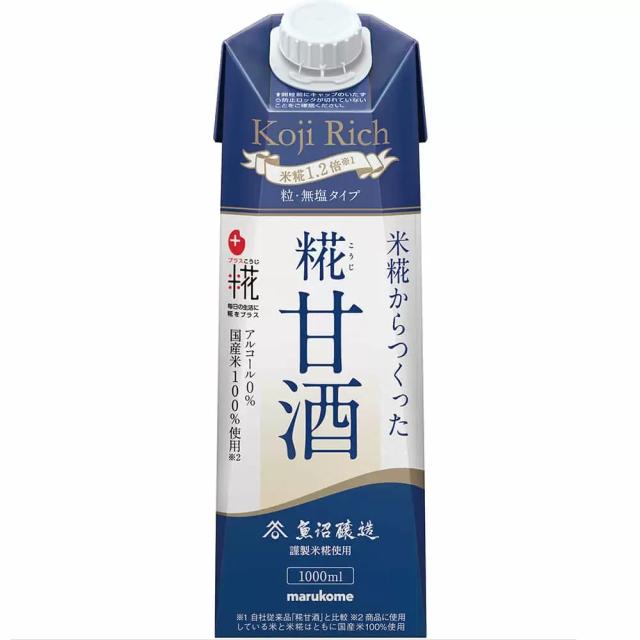 送料無料 マルコメ プラス糀 糀甘酒 LL 糀リッチ粒 1000ml 1L×4ケース/24本の通販は