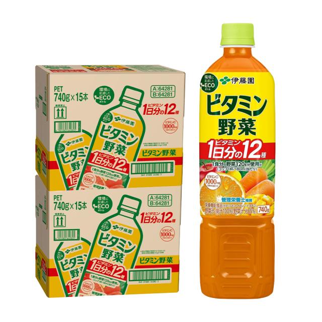 伊藤園 エコボトル ビタミン野菜 740g×2ケース/30本