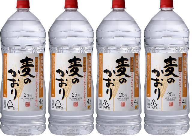 合同酒精 甲乙混和 むぎ焼酎 麦のかおり ペット 4000ml 4L×4本
