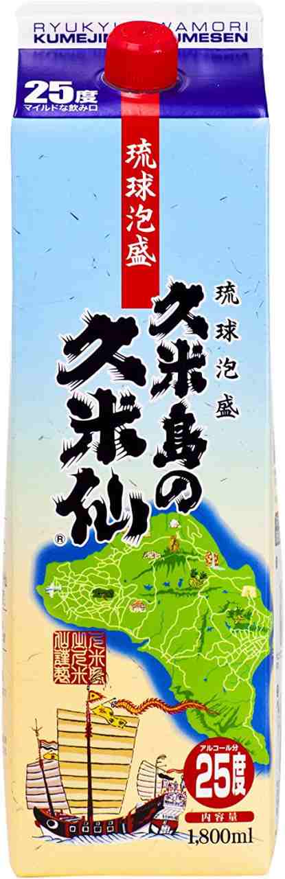 送料無料 泡盛 久米島の久米仙 25度 パック 1800ml 1.8L×1ケース/6本