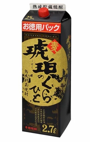 送料無料 焼酎 若松酒造 麦 琥珀のくらひと 25度 2700ml 2.7L×2本