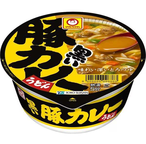 送料無料 東洋水産 マルちゃん 黒い豚カレーうどん 87g×4ケース/48個