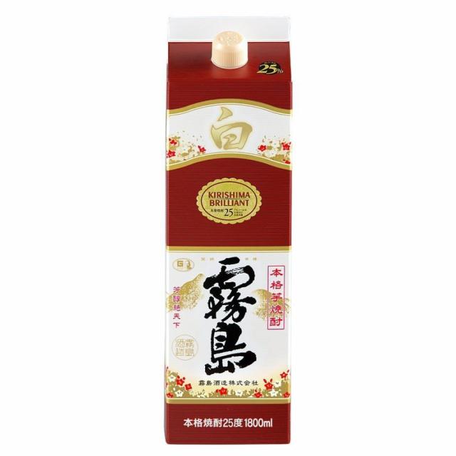 送料無料 本格焼酎 霧島酒造 白霧島 芋 チューパック 25度 1800ml 1.8L×1ケースの通販は 8,564円