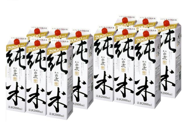 Pontaパス会員送料無料  辰馬本家酒造 黒松白鹿 純米 パック 2000ml 2L×12本の通販は 11,550円