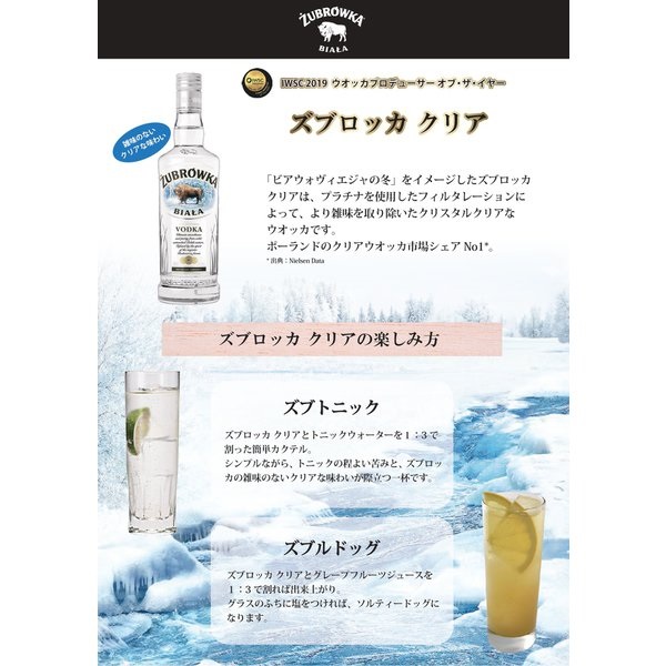 ウォッカ ズブロッカ クリア 700ml×12本 リキュール_2