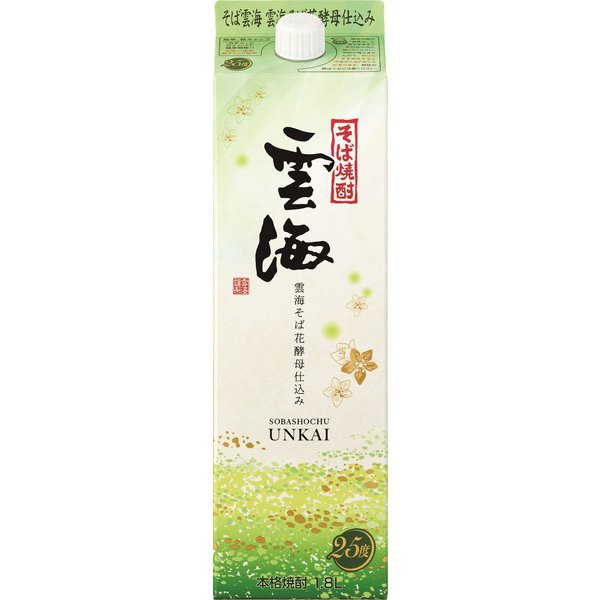 送料無料 雲海酒造 雲海そば そば酵母仕込み 25度 パック 1800ml 1.8L×6本