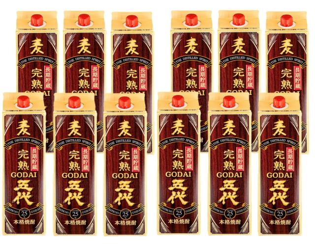 山元酒造 本格焼酎 五代 麦 長期貯蔵酒 パック 25度 1.8L 1800ml×2ケース/12本