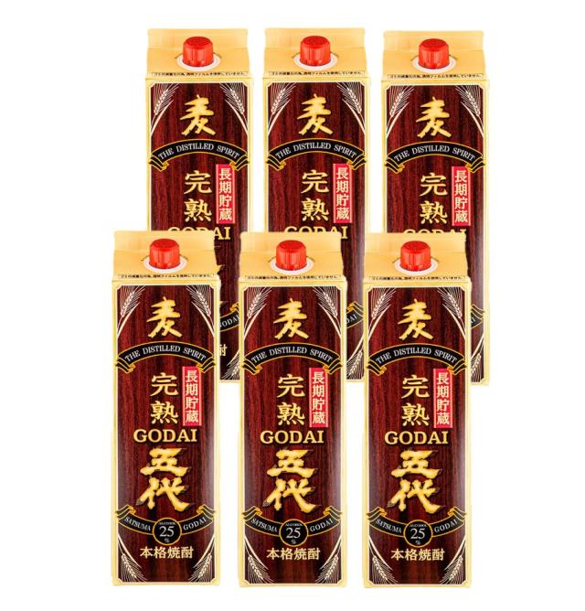 山元酒造 本格焼酎 五代 麦 長期貯蔵酒 パック 25度 1.8L 1800ml×1ケース/6本