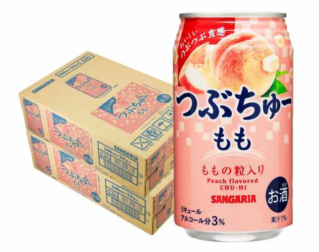 送料無料 サンガリア つぶちゅー もも 340ml×2ケース/48本の通販は 5,638円