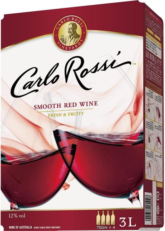 Pontaパス会員送料無料 箱ワイン BIB カルロ ロッシ レッド 赤 3000ml 3L×２ケース/8本 BOX wineの通販は 15,500円