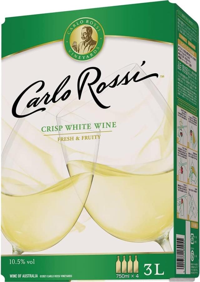 Pontaパス会員送料無料 箱ワイン BIB カルロ ロッシ ホワイト 白 3000ml 3L×２ケース/8本 BOX wineの通販は赤ワイン
