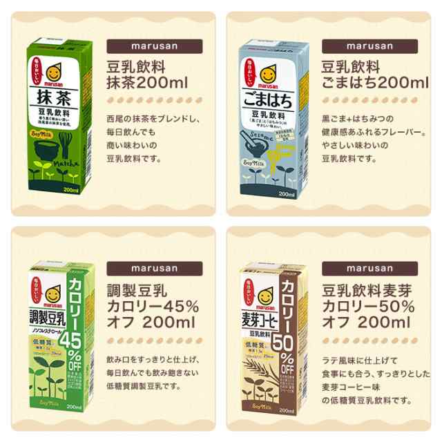 選べる マルサン 豆乳飲料 よりどりMIX 豆乳 200ml 紙パック 48本 （24本×2箱） マルサンアイ