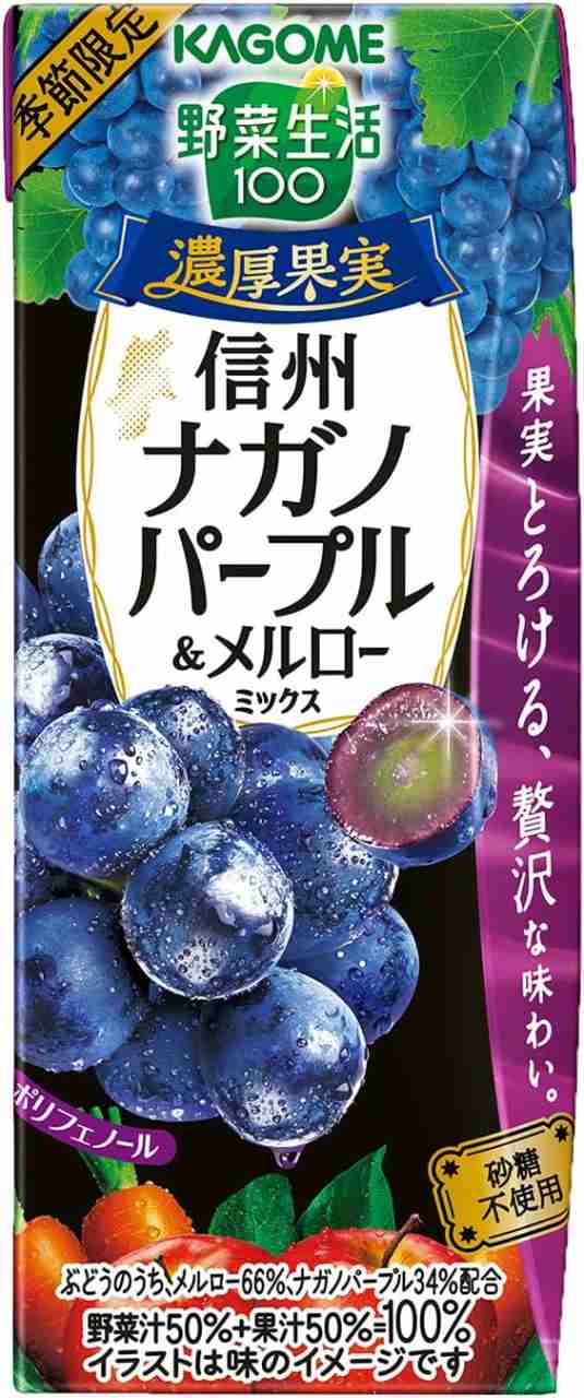 送料無料 カゴメ 野菜生活100 濃厚果実 信州ナガノパープルミックス 195ml×4ケース/96本