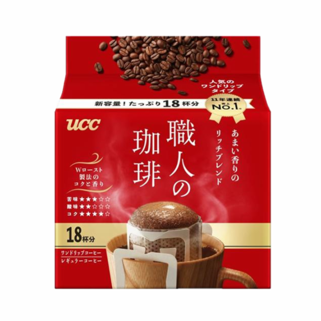 送料無料 ドリップコーヒー UCC 上島珈琲 職人の珈琲 ワンドリップコーヒー あまい香りのリッチブレンド 18杯分×2ケース/24袋