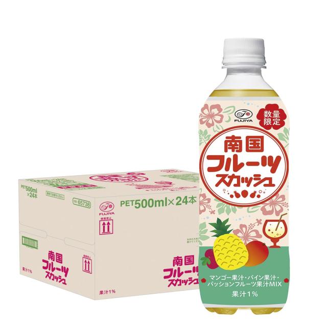 送料無料 伊藤園 不二家 南国フルーツスカッシュ500ml×1ケース/24本