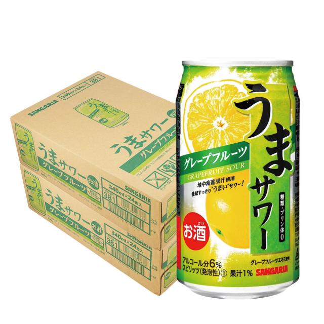 サンガリア うまサワー グレープフルーツ 340ml×2ケースheat_g
