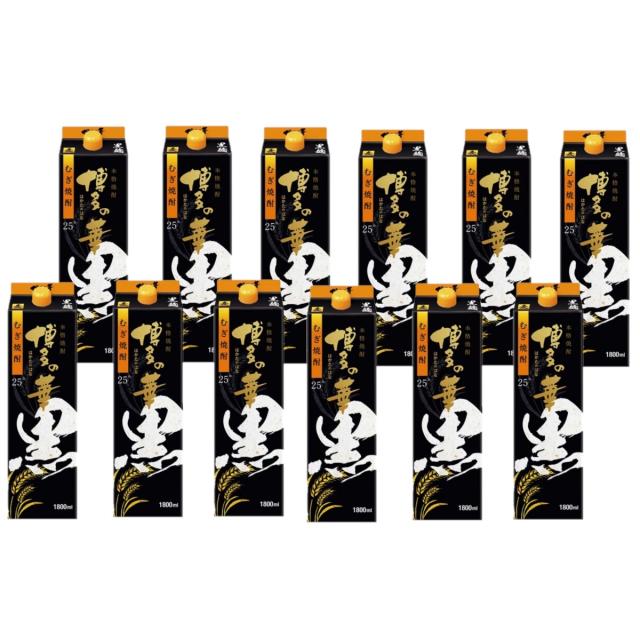 福徳長酒類博多の華 黒麹 麦 25度 パック 1800ml 1.8L×12本