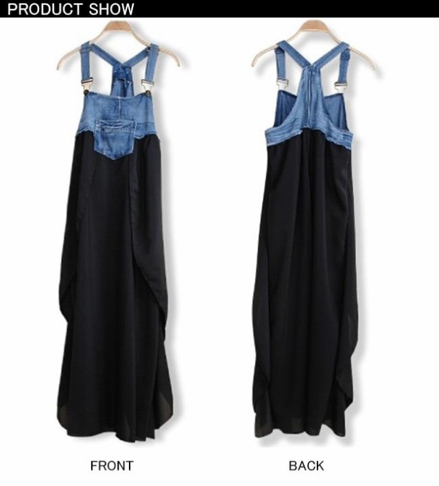 マキシ丈ワンピース マキシワンピ ノースリーブ サロペット デニム切り替えワンピース シフォン切り替えワンピースの通販はau Pay マーケット Lili Shop Au Pay マーケット店