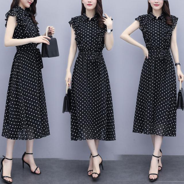 ワンピース レディース きれいめ ロングワンピース 夏 シフォンワンピース ドッド柄 マキシワンピ 30代 40代 黒 シャツワンピース フリルの通販はau Pay マーケット Kireifuku Au Pay マーケット店