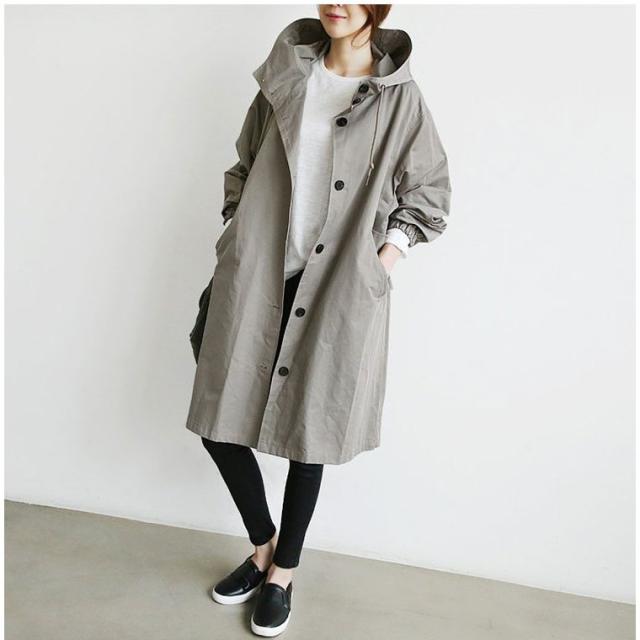 トレンチコート ロングコート レディース 春 ロング丈 スプリングコート フード付き ジャケット 大きいサイズ 黒 通勤 カジュアルの通販はau Pay マーケット Kireifuku Au Pay マーケット店