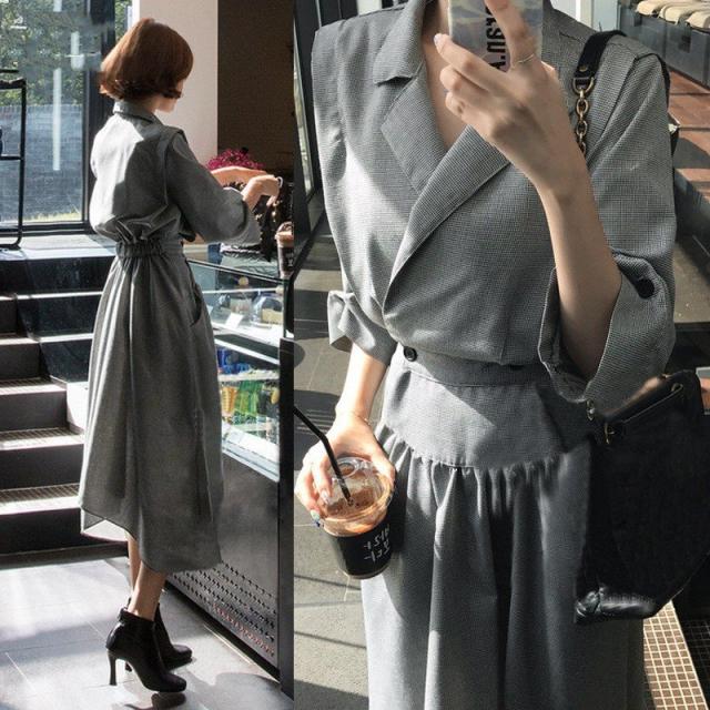 ワンピース レディース きれいめ 秋 ロング丈 七分袖 Aラインワンピース スーツ風 ウエストゴム 着痩せ お洒落 上品 大人 オフィス 通勤 の通販はau Pay マーケット Kireifuku Au Pay マーケット店