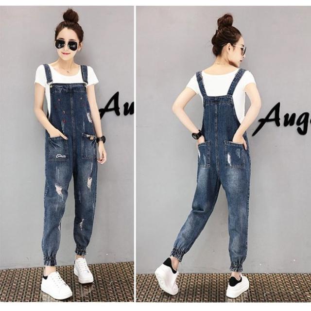 レディース デニムサロペット ダメージ オールインワン オーバーオール 可愛い ジョガーパンツ ボトムス 春秋 お洒落 裾絞りの通販はau Pay マーケット Kireifuku Au Pay マーケット店