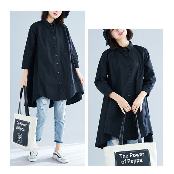 シャツワンピース レディース チュニック 大きいサイズ ワンピース 長袖 ロングシャツ ブラウス フレア Aラインワンピース 黒 白 シャツ の通販はau Pay マーケット Kireifuku Au Pay マーケット店