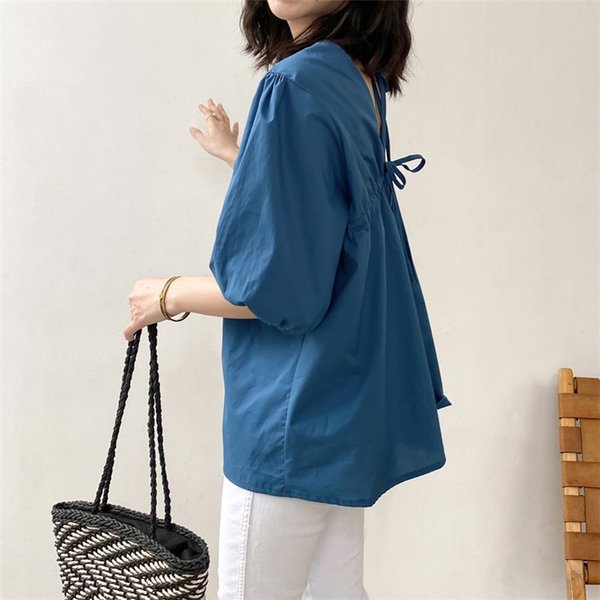 バックリボンブラウス レディース ブラウス シャツ トップス パフスリーブ Tシャツ 半袖 シンプル オシャレ 着痩せ 通勤 Ol フォーマル の通販はau Pay マーケット Lili Shop Au Pay マーケット店