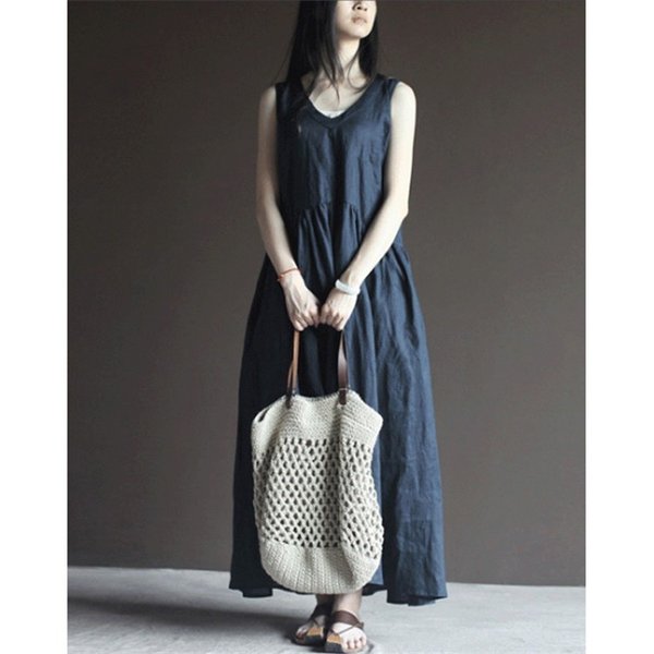 ２枚ごとに500円off ロングワンピース リネンワンピース ロング 夏 レディース Vネック マキシ丈 綿麻混風 ノースリーブ タンクワンピの通販はau Pay マーケット Kireifuku Au Pay マーケット店