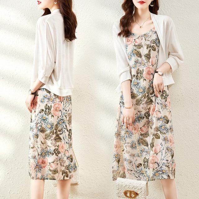 ワンピース2点セット レディース 40代 マキシワンピース 春夏 キャミワンピース 花柄スカート 七分袖ニットカーディガン オシャレセットの通販はau Pay マーケット Lili Shop Au Pay マーケット店