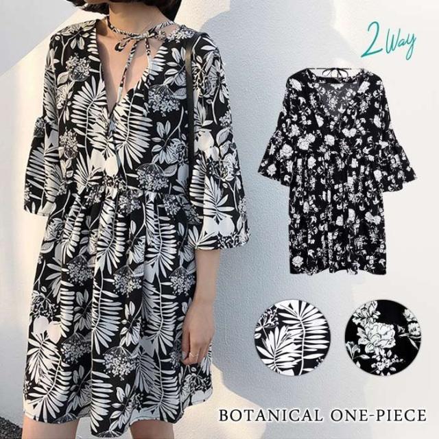 ワンピース レディース 春 夏 春夏 花柄 ミニワンピ 白 黒 フレア ボタニカル ホワイト ブラック シフォン 大人 代 30代 40代 ママ 母 の通販はau Pay マーケット Kireifuku Au Pay マーケット店